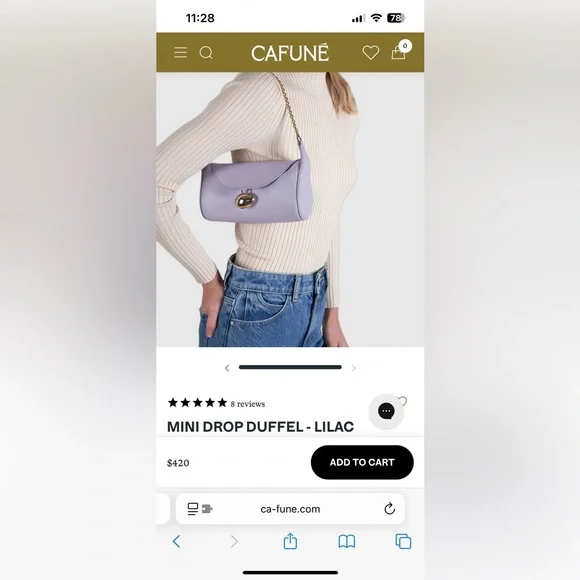 Cafune Mini Drop Duffel Lilac Leather Shoulder Bag - Picture 12 of 13